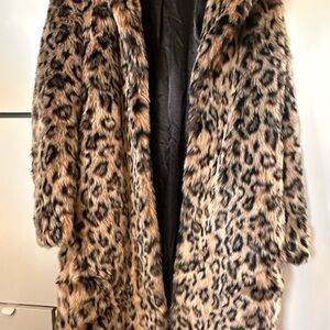 Faux Fur Leopard Print Coat